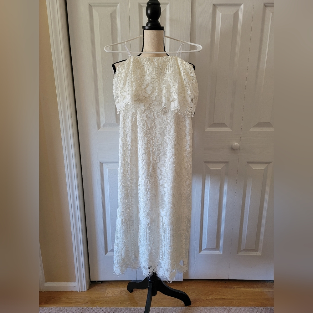 White Lace Strapless Dress